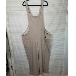 AnyBody Double Knit Overall Jumpsuit in Beige, sz XL